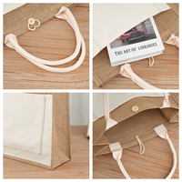 Sac de shopping en toile de coton et lin de haute qualité, style européen, non imprimé, avec boutons, écologique, poche, sac fourre-tout en jute personnalisé