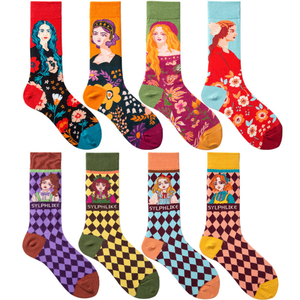 Chaussettes tubulaires longues unisexe, de <span class=keywords><strong>marque</strong></span> française, en vrac, Chaussettes pour fille rouge, avec personnage de dessin animé, mignonne - Product Image 1
