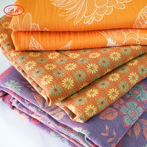 Wide Width Yarn Dyed Flower <strong>100</strong>% <strong>Cotton</strong> Jacquard Double Layer <strong>Gauze</strong> Woven Fabric for Sleepwear Dress Blouse Baby Carrier - Product Image 1