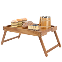 Plateau de lit pliable en bois d'acacia 2026 avec pieds pour le petit-déjeuner des enfants, idéal pour le camping