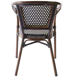 Black French Modern <strong>Stackable</strong> Patio Wicker Dining Furniture Outdoor <strong>Garden</strong> Rattan Bistro <strong>Chairs</strong> - Product Image 4
