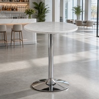 Table de bistrot de style nordique en bois de chêne rond avec base en chrome élégante pour comptoir de cuisine