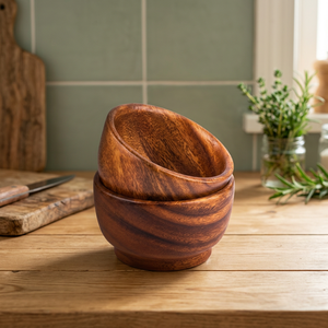 Tazón para Servir Ensaladas y Alimentos, Hecho a Mano con Madera de Acacia, Diseño Vintage Ecológico, Pulido, para Fiestas - BS INTERNATIONAL 0.4kg Venta al Por Mayor - Product Image 2