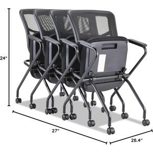 Alera Elusion <b>Black</b> Mesh Nesting <b>Office</b> <b>Chairs</b> Case of 2 - Product Image 5