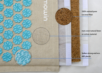 MOWIN Shakti ensemble de tapis d'acupression et d'oreillers en lin naturel, tapis d'acupuncture et oreiller en lin