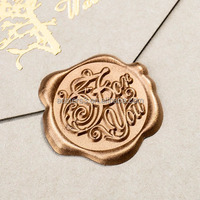 Pegatinas de sellos de cera plateada con diseño de logotipo personalizado en stock para etiquetas de embalaje elegantes para sobres