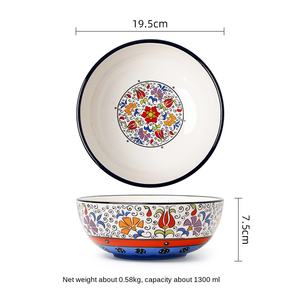 Vajilla de cerámica europea occidental pintada a mano, plato plano para el hogar, tazón de arroz, sopa, verduras - Product Image 6