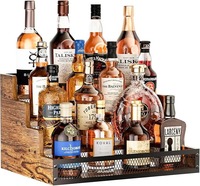 Muebles de barra de madera Retro personalizados, estante de almacenamiento independiente moderno para el hogar para exhibición de jarabe de whisky, estante de licor de encimera
