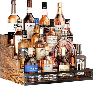 Customized Retro <strong>Wood</strong> Bar Furniture Modern Home Freestanding Storage Rack for Whiskey Syrup Display Countertop Liquor <strong>Shelf</strong> - Product Image 4