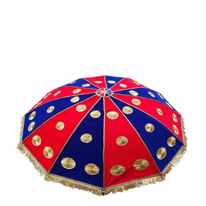 ร่มโบฮีเมียนอินเดียทำมือ ปักลายเต็มผืน จากผ้าส่าหรีเก่า ดีไซน์ชนเผ่าแบบดั้งเดิม - Product Image 2