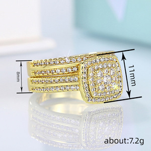 Set di Anelli Geometrici Quadrati Scintillanti a Mezza Eternità per Donne, Eleganti Gioielli da Sera alla Moda - Product Image 5