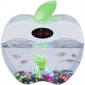 USB 미니 어항 금붕어 수조 LED 조명 LCD 디스플레이 화면 및 시계 포함 친환경 플라스틱 박스 포장 - Product Image 4