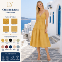 Robe midi à volants et décolleté plongeant personnalisée en gros pour femmes