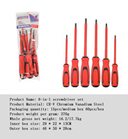 Tournevis isolé 6 en 1, haute dureté, haute qualité, CRV, tête plate, tête cruciforme, tournevis domestique, outils d'électricien