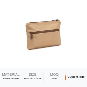 Cartera para Cables de Papel Kraft Lavable con Doble Cremallera y Compartimentos, 18x11cm, Logotipo Personalizado Serigrafiado, Accesorio Tecnológico al por Mayor - Product Image 6