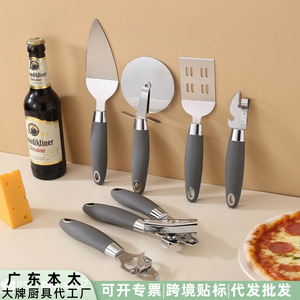 Stainless Steel Kitchen Tool Set 6 Pieces Multifunction Cooking Utensils With Rubber Handle For Pizza Spatula Bottle Opener Can - Product Image 4