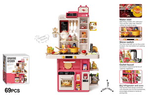 Jouets de cuisine pour enfants, maison de jeu de puzzle, <span class=keywords><strong>chef</strong></span> cuisinier, nourriture, 88 cm, jouets de cuisine, son, lumière, pulvérisation, table à manger, jouets, 69 pièces, dessin pour enfants - Product Image 4