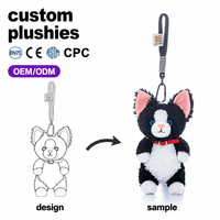 Porte-clés en peluche chat bouclé personnalisé, pendentif animal super doux en coton moelleux, cadeaux de fêtes, adorable petit jouet en peluche chat