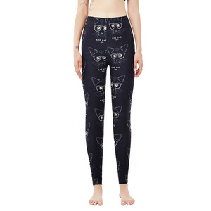 Leggings grande taille pour femmes, motif chat noir avec lunettes, nouvelle collection Halloween, pour saut en hauteur, HC-6062 - Product Image 2