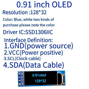 0.91 นิ้ว OLED โมดูลสีขาว/สีฟ้า 128X32 จอแสดงผล LCD LED การสื่อสารแบบ IIC เข้ากันได้กับ 3.3v-5V - Product Image 6