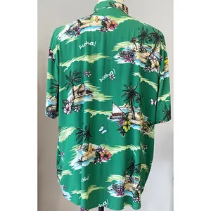 Grosir OEM kaus liburan Hawaii kemeja lengan pendek pantai cepat kering untuk pria