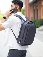 Sac à dos pour ordinateur portable, fin, professionnel, en tissu hydrofuge, avec port USB externe, pour le bureau, les trajets quotidiens et les courts séjours