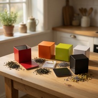 Boîte à thé hermétique en métal carrée de qualité alimentaire, personnalisable, pour le thé et le café, avec couvercle hermétique, emballage alimentaire en gros