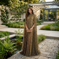 Robe de soirée de luxe à manches longues, Abaya ethnique pour femmes, robe musulmane de haute qualité avec paillettes et diamants, robe de fête Jalabiya