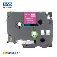 Ruban d'impression Tze MQP55 24mm Tz MQP55 Cassette conique Étiquette pour machine à écrire Brother Couleur rose baie