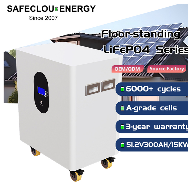 48V/51.2V 100Ah-300Ah Stackable Floor Standing Home Energy Storage System 5-15KWh Solar LiFePO4 Battery