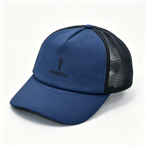 <b>Navy</b> Blue Black Mesh Trucker Cap Breathable Adjustable Trucker <b>Hat</b> with Embroidery Logo for Men Women Outdoor Travel Common - Product Image 4