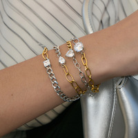Bracelet chaîne en acier inoxydable avec breloque zircon pour femme, haut de gamme, empilable, tendance, marque FANKE, bijoux inaltérables pour anniversaire