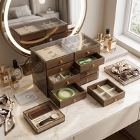 Armoire de rangement pour bijoux sur mesure avec 10 tiroirs coulissants, plateaux à bagues et organisateur de bijoux multi-compartiments pour la vente en gros et au détail