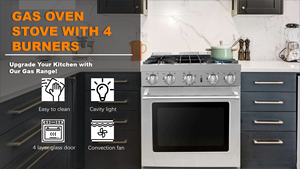 موقد غاز منزلي بـ 4 شعلات من الفولاذ المقاوم للصدأ بطول 76 سم (<span class=keywords><strong>30</strong></span> بوصة) مع فرن غاز للمطبخ - Product Image 4