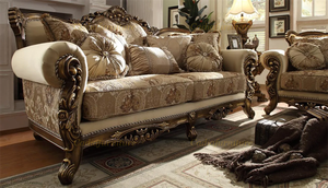Ensemble <span class=keywords><strong>de</strong></span> canapés <span class=keywords><strong>de</strong></span> salon en tissu avec cadre en bois, design classique sculpté à la main, <span class=keywords><strong>luxe</strong></span> français, pour usage hôtelier - Product Image 5