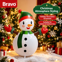 Bravo Bonhomme de neige gonflable lumineux blanc de Noël 105x73cm avec lumière LED pour décoration extérieure de jardin, de cour et de fête, décoration de vacances