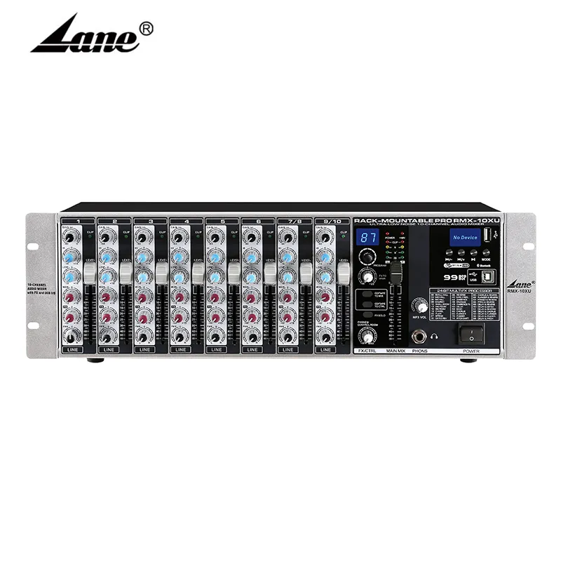 Lane RMX-10XU 10 Saluran Bluetooth, Mixer Audio Antarmuka USB Analog Audio Profesional untuk Studio Rekaman Band Kecil