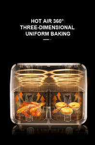 Electrodoméstico de cocina, <span class=keywords><strong>horno</strong></span> de <span class=keywords><strong>pan</strong></span>, dos cesta de freír, gran capacidad, multifunción, 8L, automático, sin aceite, freidora de aire - Product Image 3