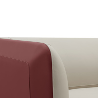 Sofá de Cuero Moderno de 3 Plazas, Diseño de Doble Contraste de Color, Patas Delgadas de Metal Negro, Sofá de Recepción de Oficina de Lujo Ligero