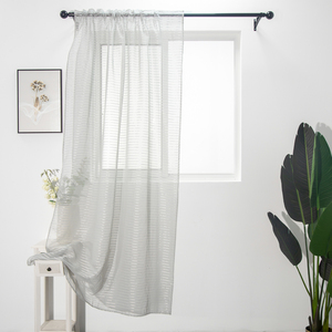 Cortina <span class=keywords><strong>de</strong></span> Voile Transparente con Rayas <span class=keywords><strong>de</strong></span> Hilo Metálico Plateado XinLan, Tratamiento <span class=keywords><strong>de</strong></span> Ventana Semi-Transparente - Product Image 5