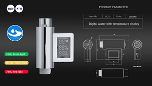 Kỹ Thuật Số vòi hoa sen Đầu nhiệt kế LED kỹ thuật số Tắm Nhiệt kế Meter vòi hoa sen mét phòng tắm loại mới nước vòi hoa sen Nhiệt kế - Product Image 6