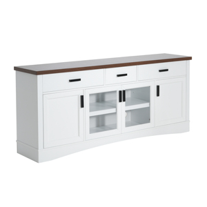 Modern <b>White</b> TV Cabinet 67" Width TV Stand with Doors & Storage Drawers Adjustable <b>Shelves</b> for Living Room - Product Image 3