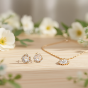 Conjunto de Collar y Aretes de Cristal con Flores de Linda Fashion, Chapado en Oro, Joyería para Mujer para Fiestas - Product Image 2