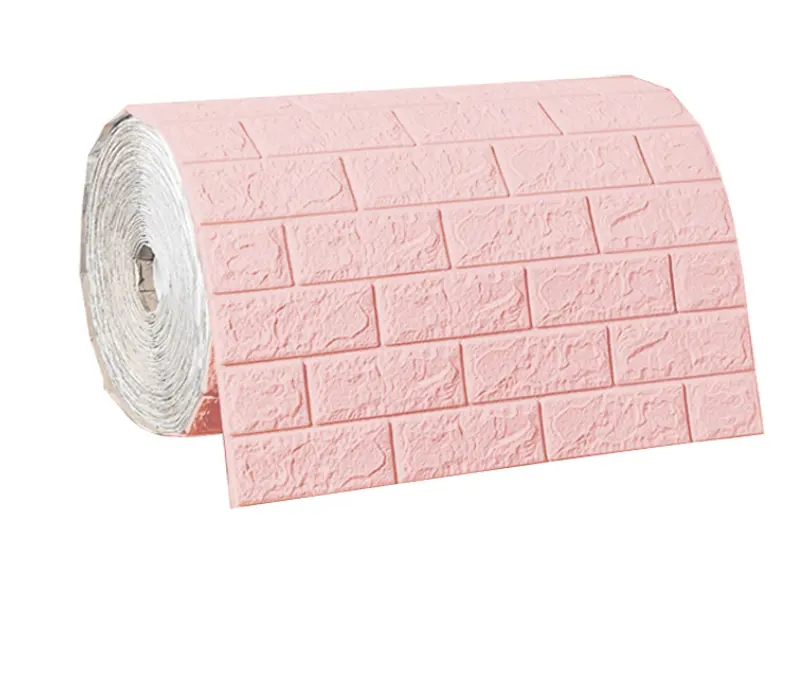 Hot selling factory supply low price long size roll packing 3d self adhesive brick wallpaper for wall