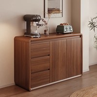 Buffet en bois massif finition noyer avec tiroirs et portes pour salon, meuble de rangement pour l'organisation de la maison