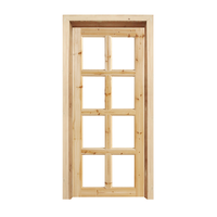 Porte intérieure en bois massif de cèdre à texture claire, porte en bois brut écologique avec insert en verre pour espaces intérieurs