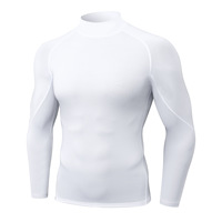 T-shirt de compression à col montant et manches longues pour homme, personnalisé, séchage rapide, couche de base élastique pour la gym, la course, le fitness et l'entraînement sportif