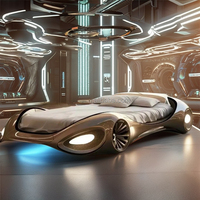 Lit de voiture au design moderne pour chambre principale, en acier inoxydable 304, convertible en lit double, grand lit de luxe, nouvelle technologie pour la maison