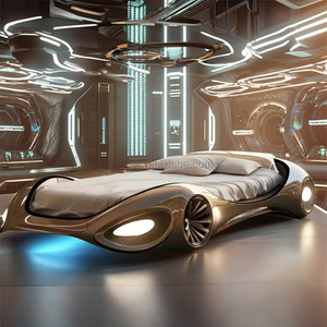 Lit de voiture au design moderne pour chambre principale, en acier inoxydable 304, convertible en lit double, grand lit de luxe, nouvelle technologie pour la maison - Product Image 1