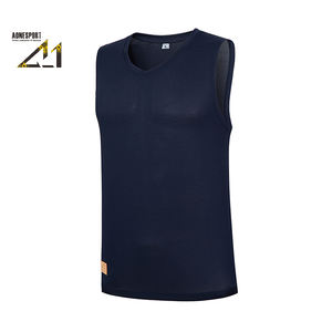Camiseta Deportiva de Color Sólido para Hombre, de Gran Peso, con Cuello en V, Elástica en 4 Direcciones, Absorbe la Humedad, 95% Poliéster, 5% Elastano, 160g, Venta al por Mayor - Product Image 1